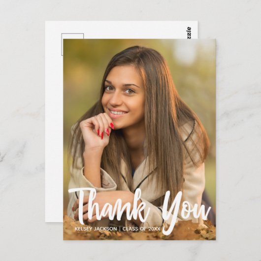Chic Afstuderen foto Dank u Afstuderen Briefkaart (Voorkant / Achterkant)
