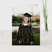 Chic Afstuderen Foto Gold Foil Hartelijk dank Folie Feestdagenkaart (Voorkant)