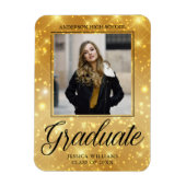 Chic Afstuderen Foto Gouden Sparkle 2025 Afstudere Magneet (Verticaal)
