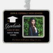 Chic Afstuderen Foto Inspirerend Quote Custom Verzilverd Omlijst Ornament (Voorkant)