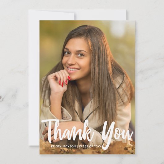 Chic Afstuderen foto Modern Custom Afstuderen Bedankkaart (Voorkant)