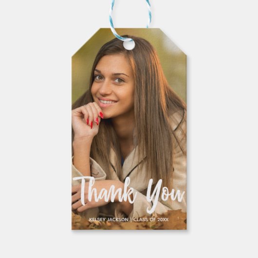 Chic Afstuderen Foto Modern Custom Graduation Part Cadeaulabel (Voorkant)