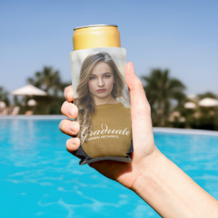 Chic Afstuderen Foto Wit Script Overlay Party Seltzer Blikjeskoeler