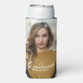 Chic Afstuderen Foto Wit Script Overlay Party Seltzer Blikjeskoeler (Seltzer Achterkant)