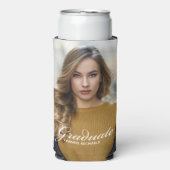 Chic Afstuderen Foto Wit Script Overlay Party Seltzer Blikjeskoeler (Seltzer Voorkant)