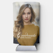 Chic Afstuderen Foto Wit Script Overlay Party Seltzer Blikjeskoeler (Achterkant)