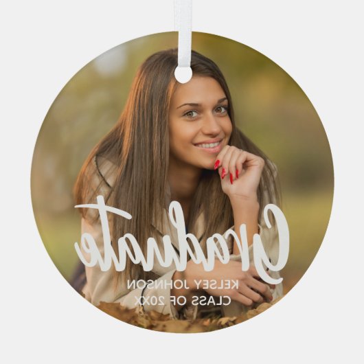 Chic Afstuderen het Moderne Afstuderen van de Foto Glas Ornament (Achterkant)