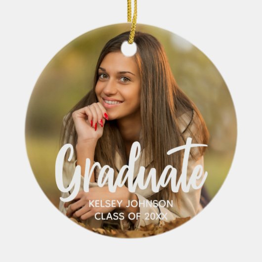 Chic Afstuderen het Moderne Afstuderen van de Foto Keramisch Ornament (Voorkant)