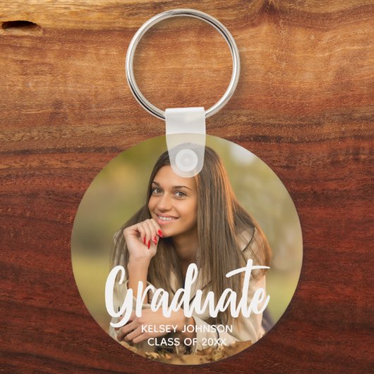 Chic Afstuderen het Moderne Afstuderen van de Foto Sleutelhanger (Achterkant)
