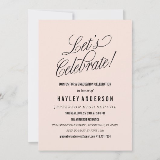 CHIC AFSTUDEREN INVITATION baby roze Kaart (Achterkant)