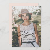 CHIC AFSTUDEREN INVITATION baby roze Kaart (Voorkant / Achterkant)