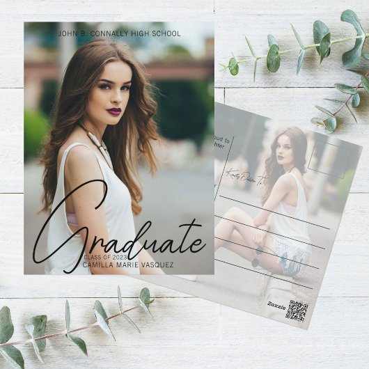 Chic Afstuderen met handgeschreven scriptbedekking Briefkaart