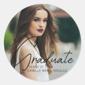 Chic Afstuderen met handgeschreven scriptbedekking Ronde Sticker (Voorkant)