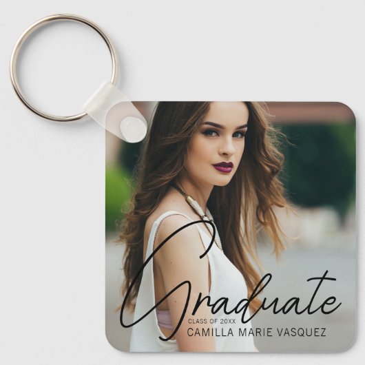 Chic Afstuderen met handgeschreven scriptbedekking Sleutelhanger (Voorkant)