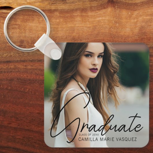 Chic Afstuderen met handgeschreven scriptbedekking Sleutelhanger (Voorkant)