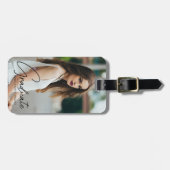 Chic Afstuderen Photo Black Script-Afstuderen Bagagelabel (Voorkant horizontaal)