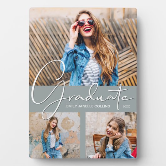 Chic Afstuderen Photo Collage op grijs Fotoplaat (voorkant)