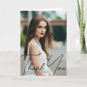 Chic Afstuderen Photo Trendy Black Script Overlay Bedankkaart (Voorkant)