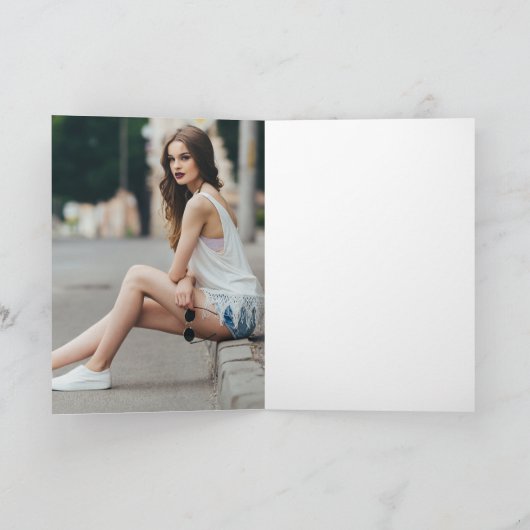 Chic Afstuderen Photo Trendy Black Script Overlay Bedankkaart (Binnen)