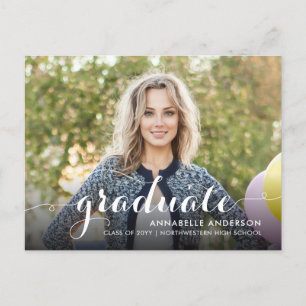 Chic Afstuderen Script Typography Graduation Party Uitnodiging Briefkaart