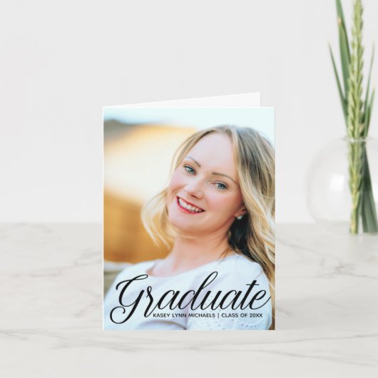 Chic Afstuderen senior foto gevouwen Afstuderen Aankondiging (Voorkant)