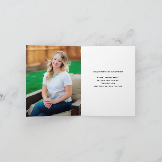 Chic Afstuderen senior foto gevouwen Afstuderen Aankondiging (Binnen)