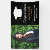 Chic Afstuderen Senior Photo Black Graduparty Spandoek (Verticaal)