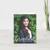 Chic Afstuderen wit script overlay foto gevouwen Aankondiging (Voorkant)