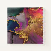 Chic agaat waterverf goud paarse & blauw vierkant notitieboek (Achterkant)