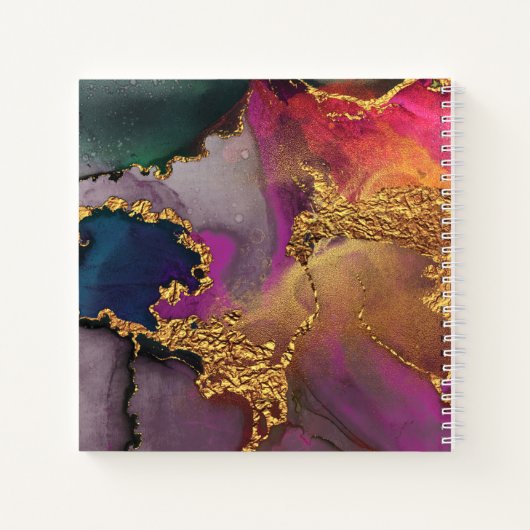 Chic agaat waterverf goud paarse & blauw vierkant notitieboek (Achterkant)