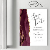 Chic Agate Burgundy Gold Magnetic Save the Date