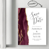 Chic Agate Burgundy Gold Magnetic Save the Date