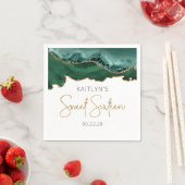 Chic Agate Emerald Green Gold Sweet 16 Birthday Servet (Insitu)