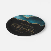 Chic Agate Geode Blauwgroen Gold 50e verjaardag Papieren Bordje (Gekanteld)