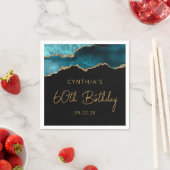 Chic Agate Geode Blauwgroen Gold 60e verjaardag Servet (Insitu)