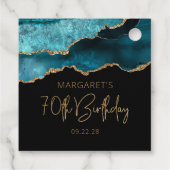 Chic Agate Geode Blauwgroen Gold 70e verjaardag Bedankjes Labels (Achterkant)