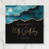 Chic Agate Geode Blauwgroen Gold 70e verjaardag Bedankjes Labels (Voorkant)