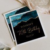 Chic Agate Geode Blauwgroen Gold 70e verjaardag Servet