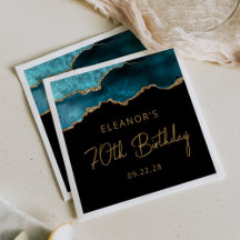 Chic Agate Geode Blauwgroen Gold 70e verjaardag