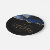 Chic Agate Geode Blue Gold 60e verjaardag Papieren Bordje (Gekanteld)