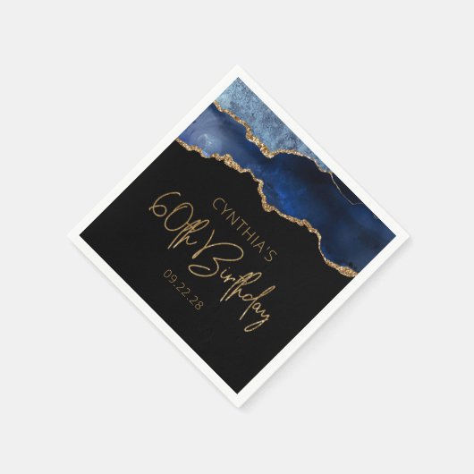 Chic Agate Geode Blue Gold 60e verjaardag Servet (Hoek)