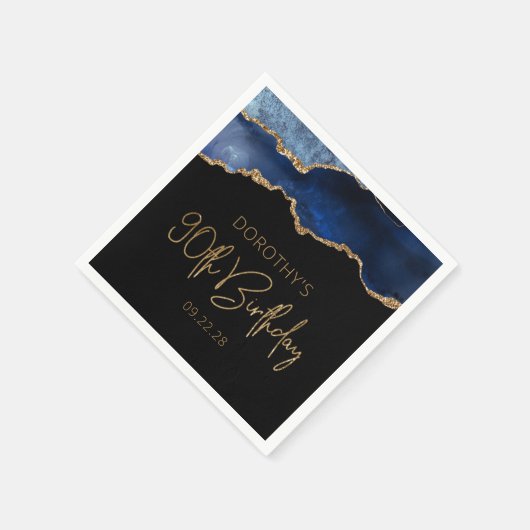 Chic Agate Geode Blue Gold 90e verjaardag Servet (Hoek)