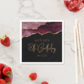 Chic Agate Geode Burgundy Gold 18th Birthday Party Servet (Insitu)