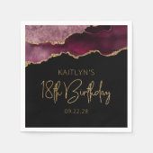Chic Agate Geode Burgundy Gold 18th Birthday Party Servet (Voorkant)