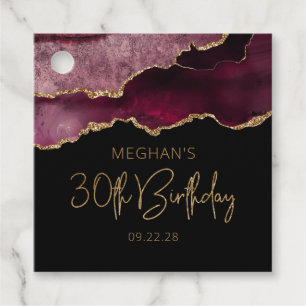 Chic Agate Geode Burgundy Gold 30th Birthday Party Bedankjes Labels