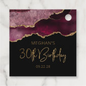 Chic Agate Geode Burgundy Gold 30th Birthday Party Bedankjes Labels (Achterkant)