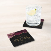 Chic Agate Geode Burgundy Gold 40th Birthday Party Kartonnen Onderzetters (Insitu)