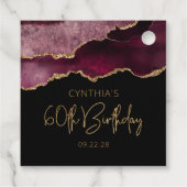 Chic Agate Geode Burgundy Gold 60th Birthday Party Bedankjes Labels (Achterkant)