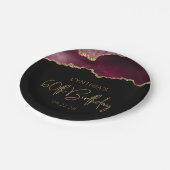 Chic Agate Geode Burgundy Gold 60th Birthday Party Papieren Bordje (Gekanteld)