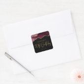 Chic Agate Geode Burgundy Gold 90th Birthday Party Vierkante Sticker (Envelop)
